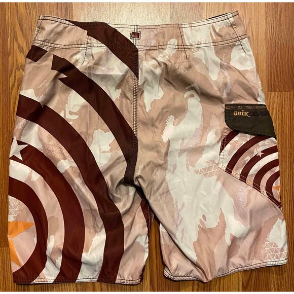 Quiksilver Board Shorts Mens 33 10" Camo Geometric AOP Beach Swim Trunks - Picture 2 of 6